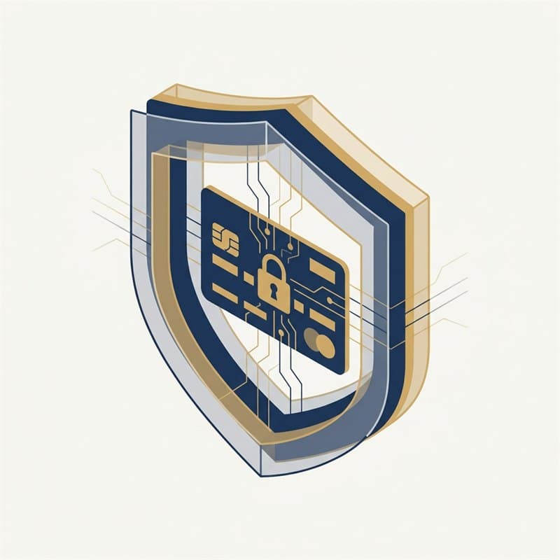 Ilustración de un escudo protegiendo una transferencia bancaria, símbolo de la seguridad de MoviGold